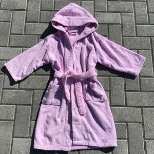 Pink cotton terry cloth robe
